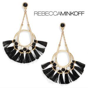 Rebecca Minkoff crystal drop fringe earrings